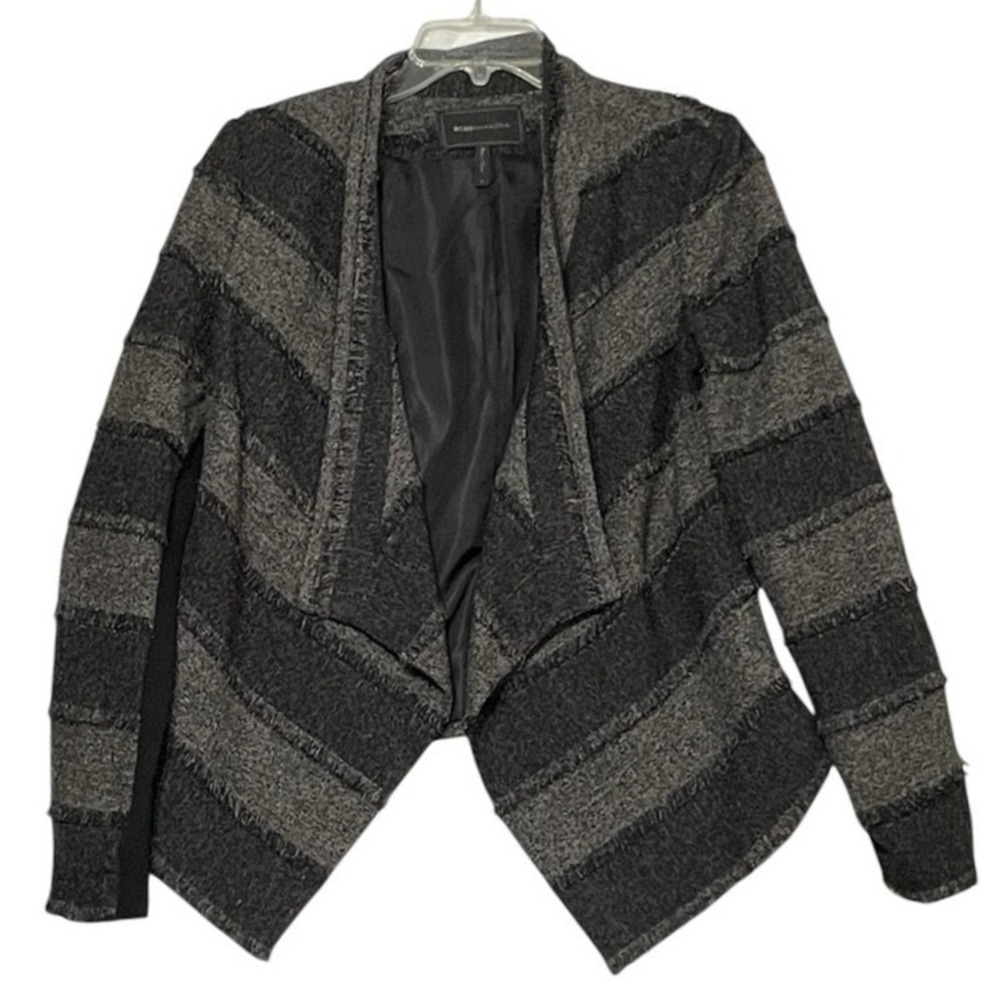 BCBG MaxAzria Blazer‎ Black and Gray Striped Size Medium